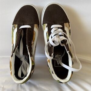 Old Skool Junior Camo Brown Canvas Sneakers kids size 13.5